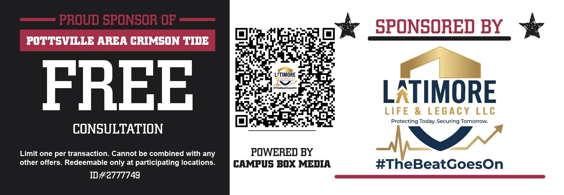 Free Consultation — Proud Sponsor of Pottsville Area Crimson Tide